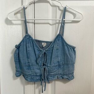 Aerie Denim crop top. Size Medium